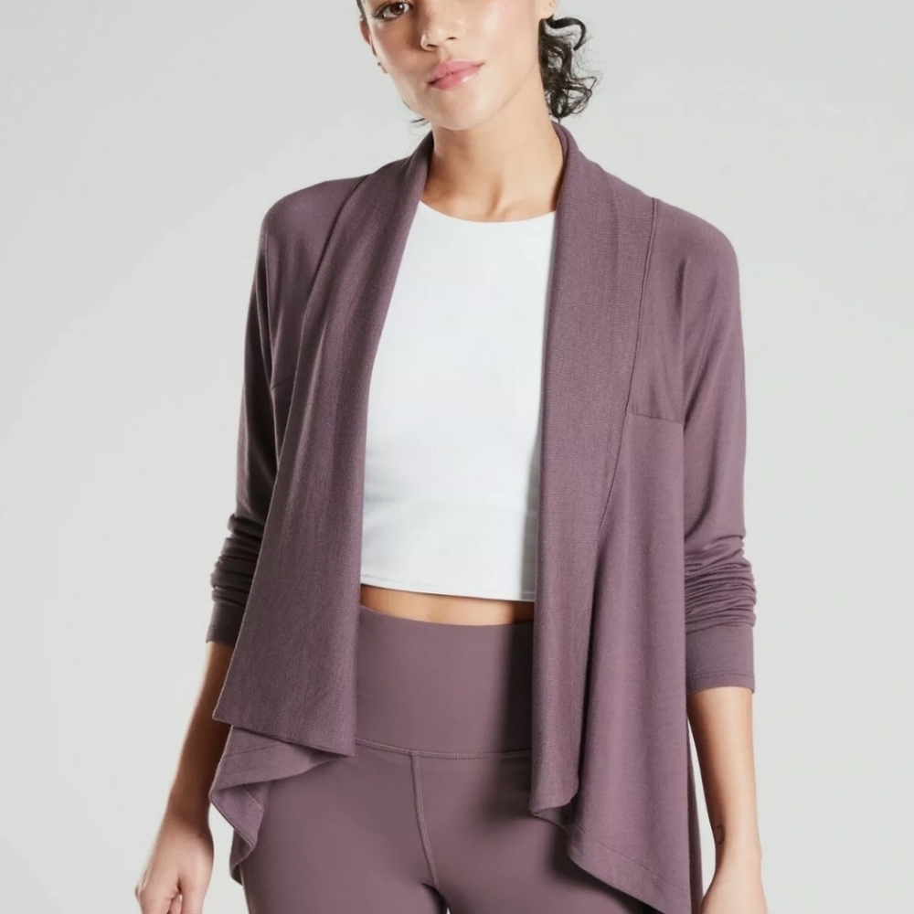 Athleta Nirvana Wrap Sweater, M, Volcanic Violet